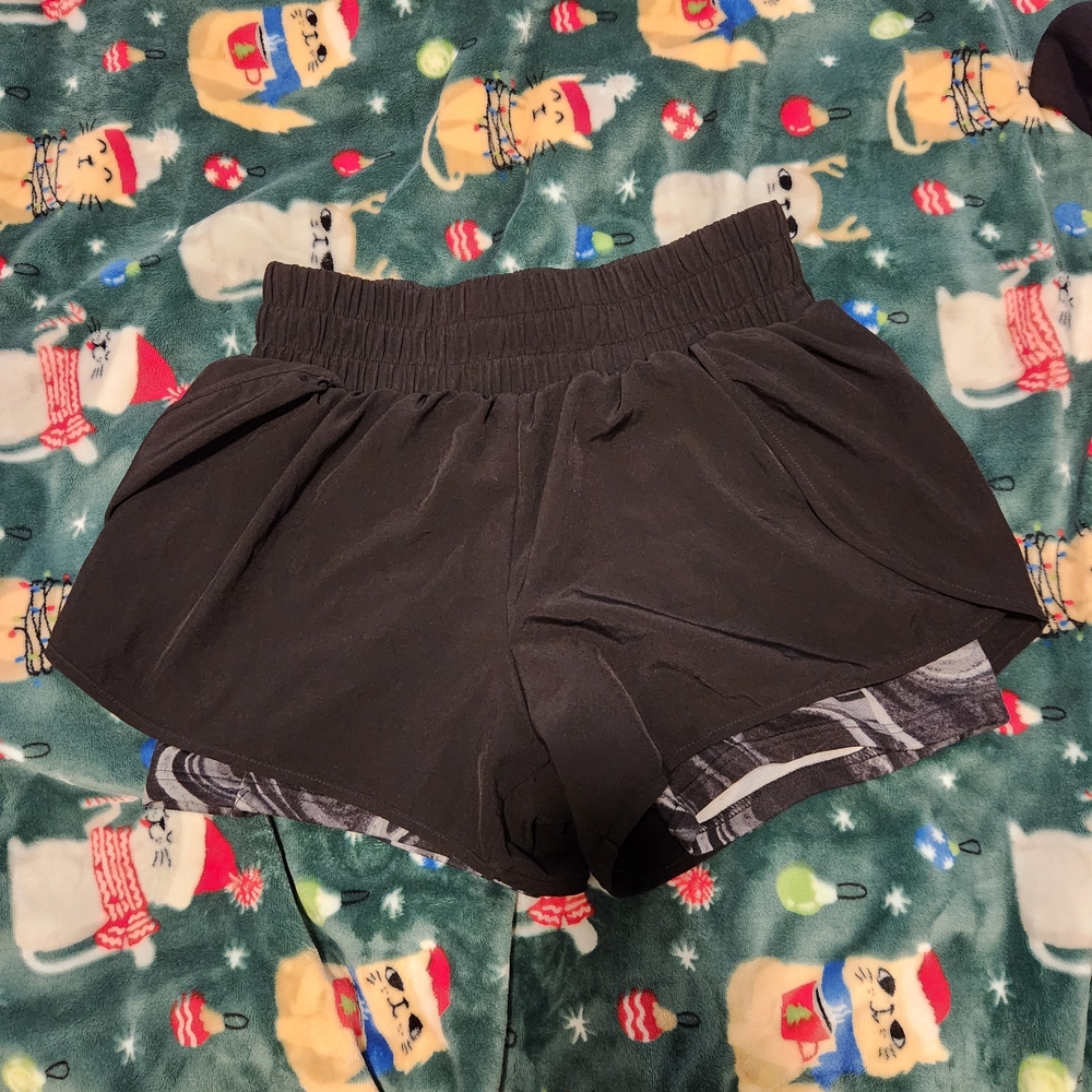 Black Athletic Shorts Elastic Waistband